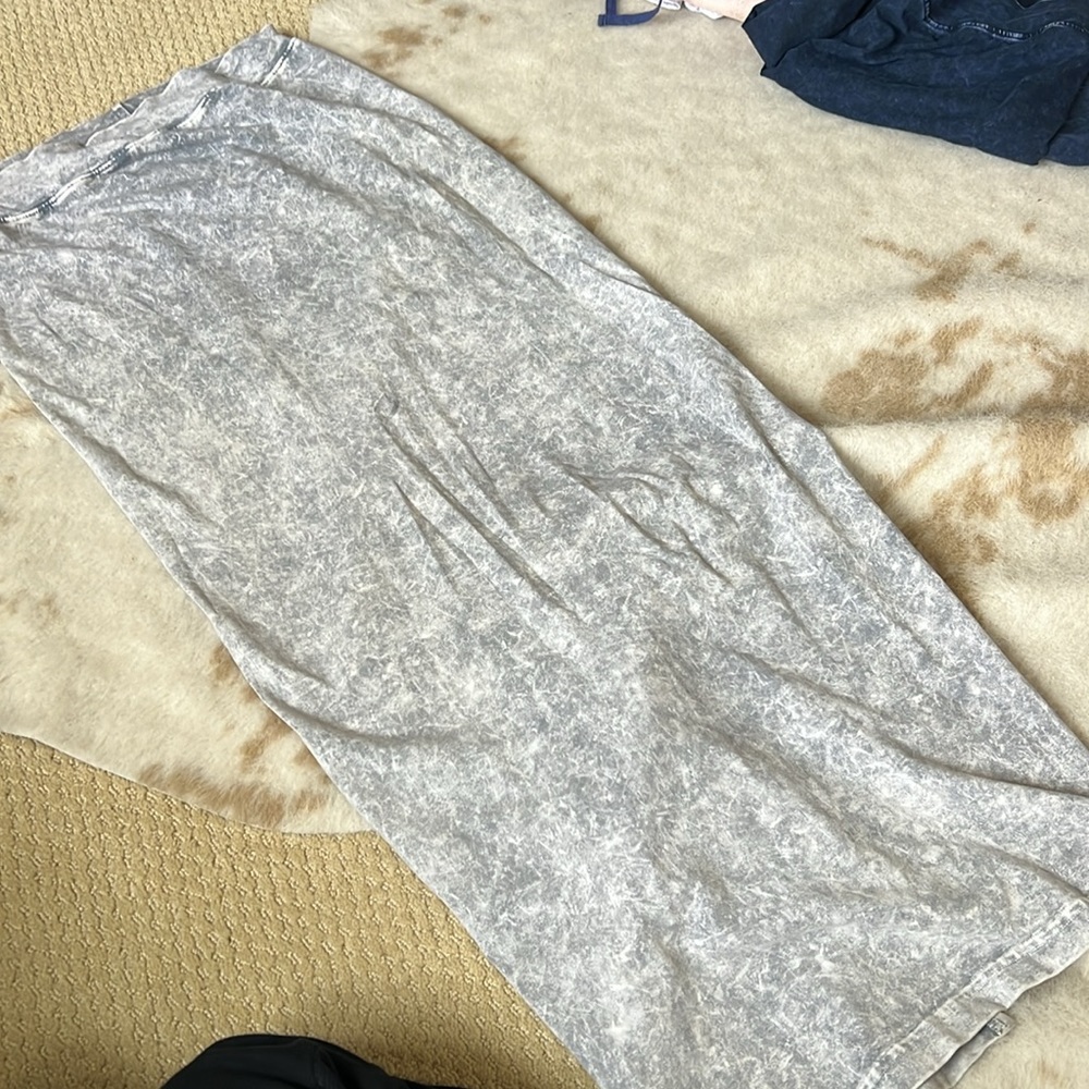 Hardtail maxi washed denim skirt